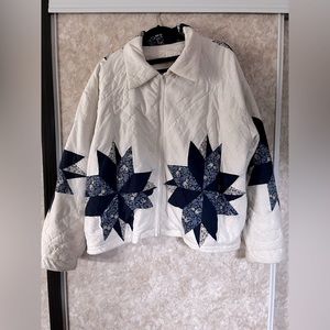 Reworked Vintage quilt top jacket, oversized Cottagecore
